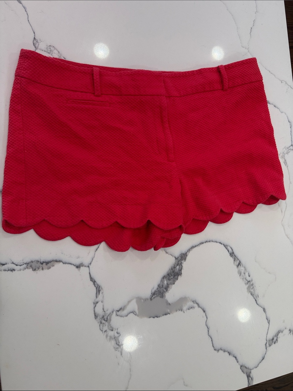 LOFT Hot Pink Scalloped Hem High-Waist Shorts